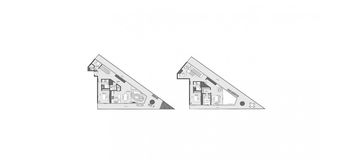 Планировка апартаментов «3 BEDROOM TYPE ROYAL» 3 спальни в ЖК MAR CASA